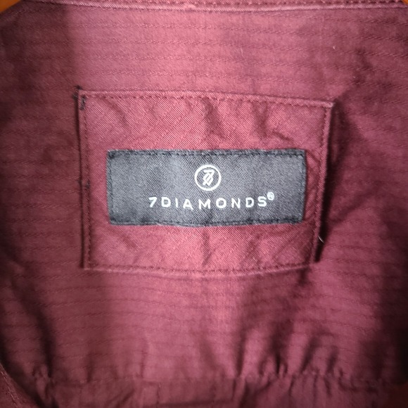 7 Diamonds Shirt Mens Large Burgundy Button Down Cotton Stretch Premium‎ Red - Picture 4 of 11